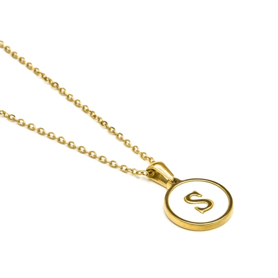 Luxenter collier in wit parelmoer afgewerkt in 18K geel goud - Alfabet - Image 3