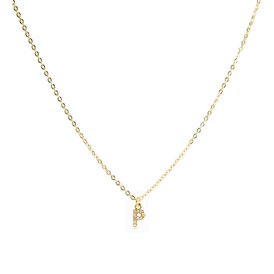 Luxeketting met glanzende zirkonia 18k goud afwerking - Alfabet - Image 1