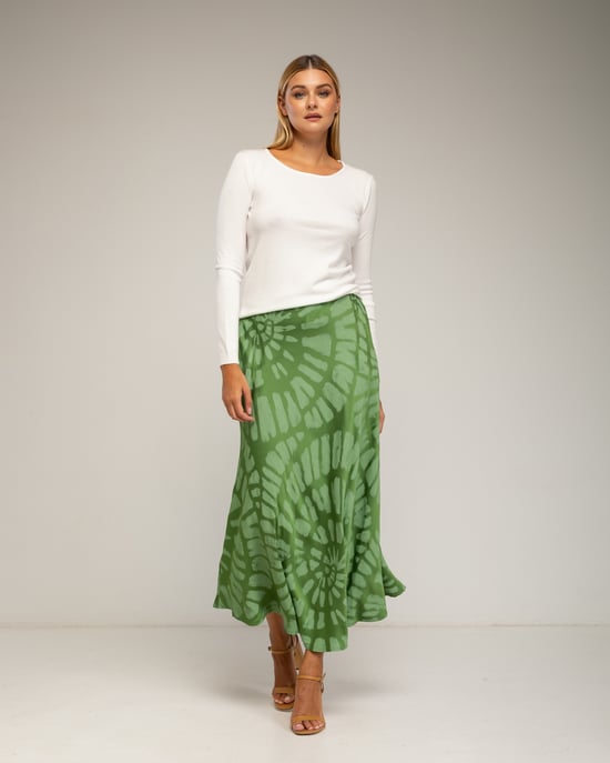 Midi rok van zijde, geometrische print - Image 1