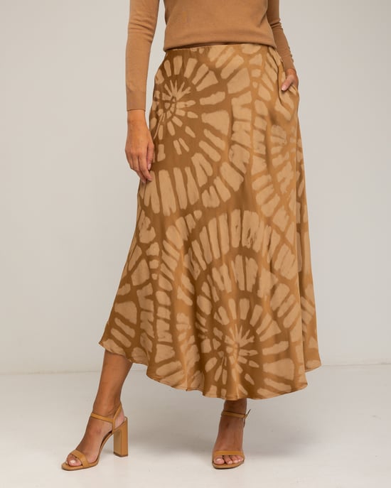 Midi-jurk met zijde, geometrische print - Image 2