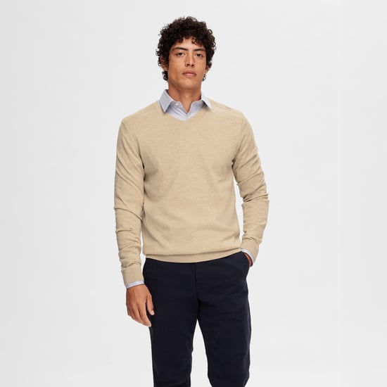 Selected Sweaters Berg Pullover V-Neck Kelp Beige - Image 2