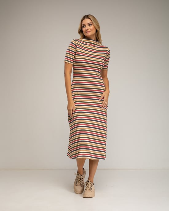 Gestreepte midi-jurk - Image 1