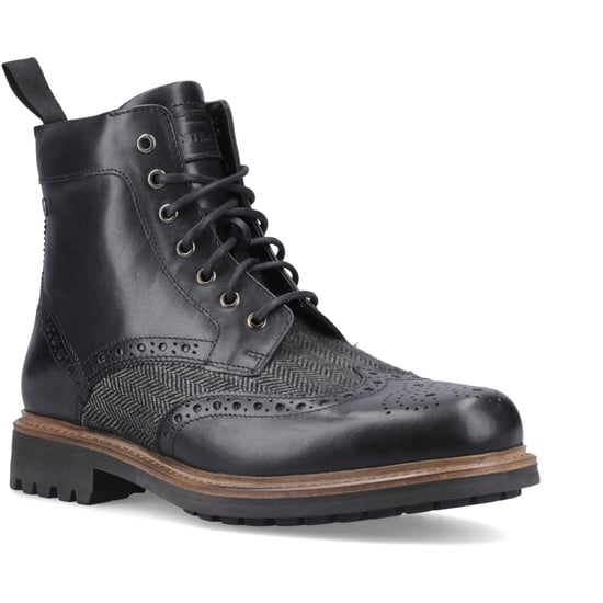 Hunter Loch Brogue Enkellaars Leer Heren Zwarte Enkellaarsjes - Image 1