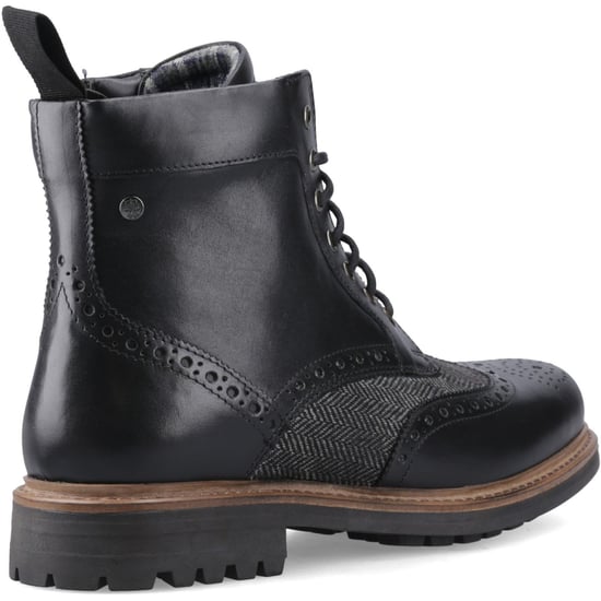 Hunter Loch Brogue Enkellaars Leer Heren Zwarte Enkellaarsjes - Image 2
