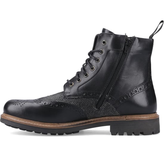 Hunter Loch Brogue Enkellaars Leer Heren Zwarte Enkellaarsjes - Image 4
