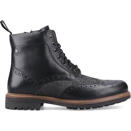 Hunter Loch Brogue Enkellaars Leer Heren Zwarte Enkellaarsjes - Image 5