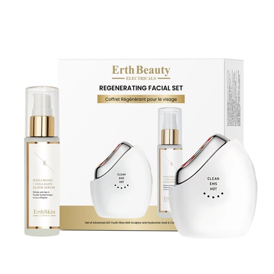 REGENERERENDE GEZICHTSET (GEAVANCEERD LED JONGE GLOED EMS SCULPTOR + HA SERUM 60ML) - Image 1
