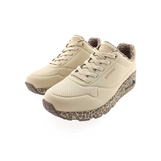 Skechers Uno Safari Time Polyurethaan Dames Witte/Leopard Sneakers - Image 2