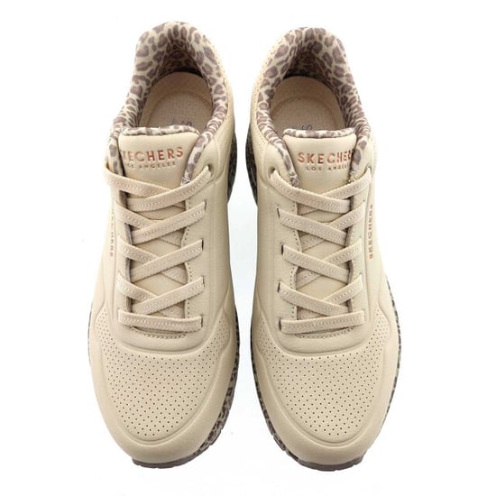 Skechers Uno Safari Time Polyurethaan Dames Witte/Leopard Sneakers - Image 3