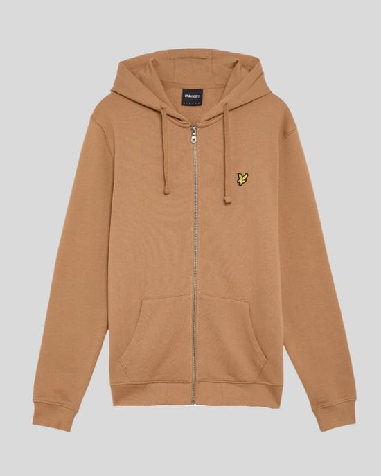 Lyle & Scott Loopback Katoenen Volledige Rits Hoodie - Bruin - Image 1
