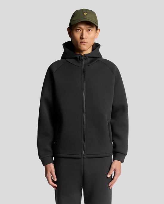 Lyle & Scott neopreen hoodie met volledige ritssluiting - zwart - Image 1