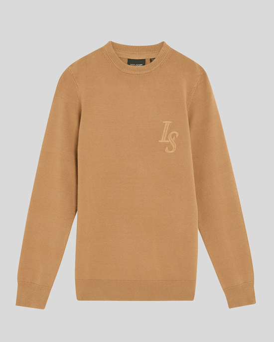 Lyle & Scott jongens L&S monogram ronde hals trui - bruin - Image 1