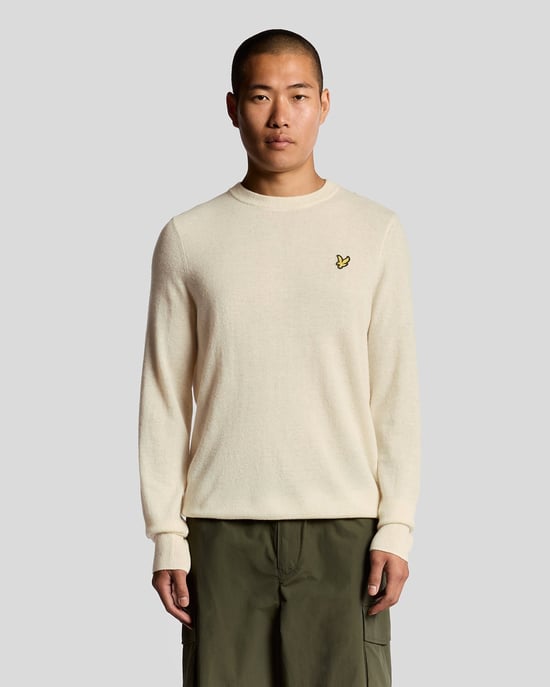 Lyle & Scott Lamswolmix Ronde Hals Trui - Wit - Image 1