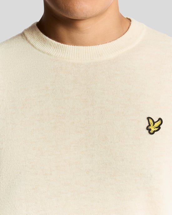 Lyle & Scott Lamswolmix Ronde Hals Trui - Wit - Image 3