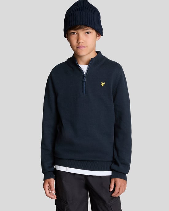 Lyle & Scott Jongens 1/4 Rits Trui - Marineblauw - Image 1