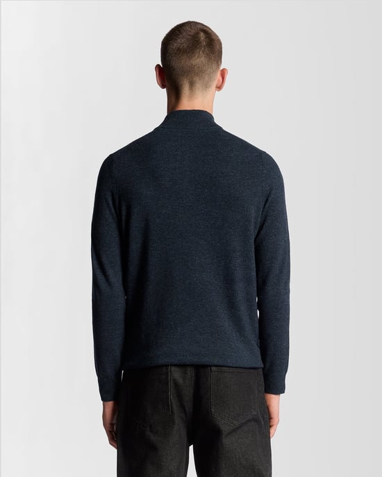 Lyle & Scott Lamswol Mix 1/4 Rits Trui - Marineblauw - Image 4
