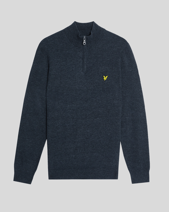 Lyle & Scott Lamswol Mix 1/4 Rits Trui - Marineblauw - Image 5