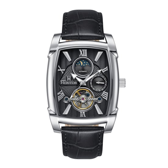 Heritor Automatic Valentin leren band horloge met datum - Image 1
