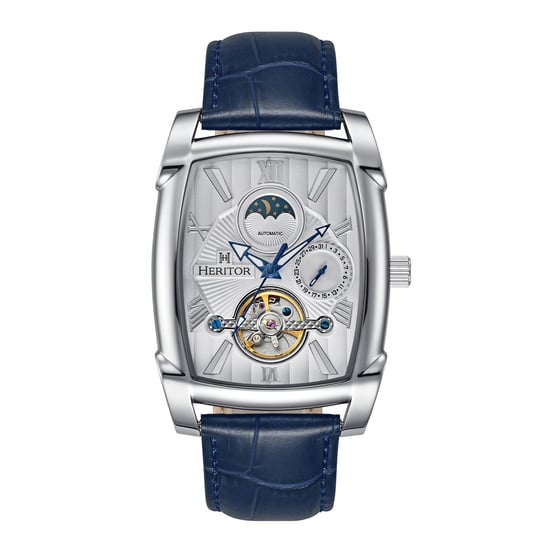 Heritor Automatic Valentin leren band horloge met datum - Image 1