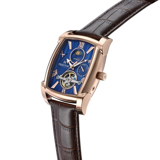 Heritor Automatic Valentin leren band horloge met datum - Image 3