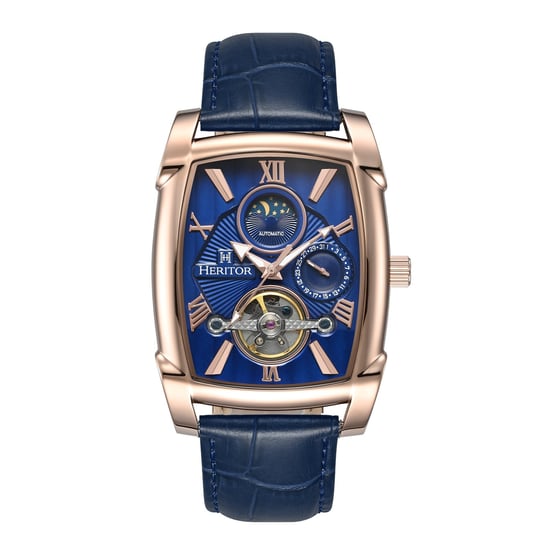 Heritor Automatic Valentin leren band horloge met datum - Image 1