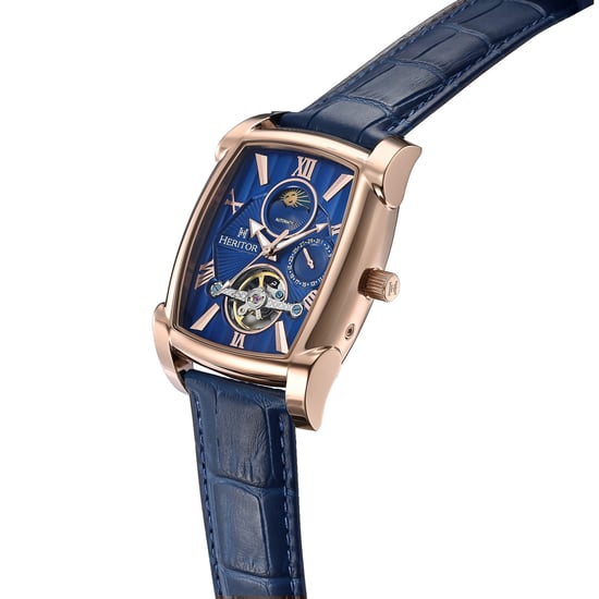 Heritor Automatic Valentin leren band horloge met datum - Image 3