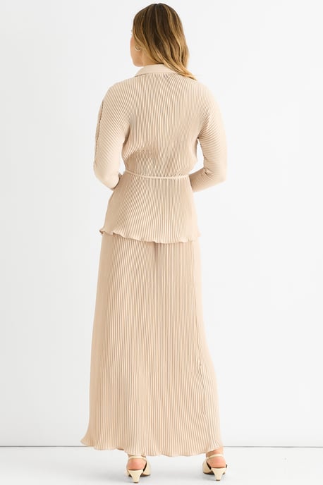 Beige plissé overhemd met knopen - Image 4