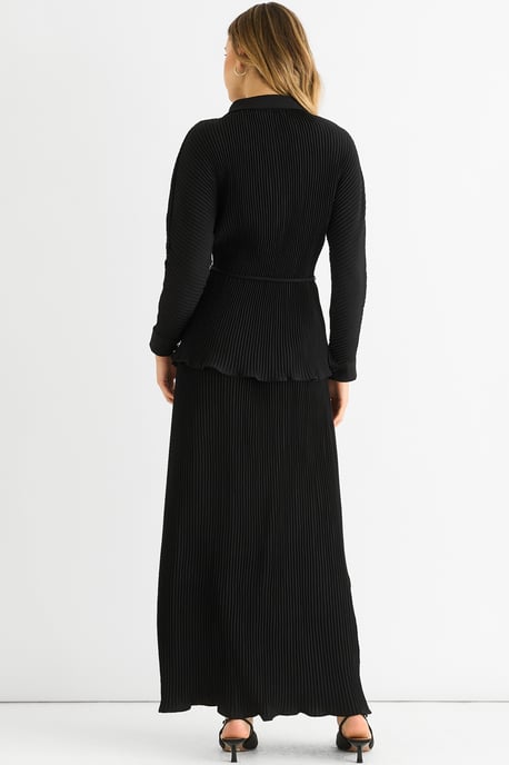 Zwarte plissé maxi-rok met elastische tailleband - Image 4