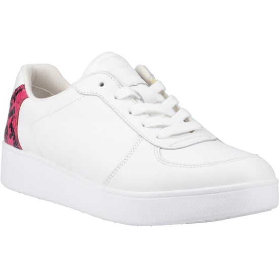 Fitflop Rally Slangenprint-Backtab Leren Dames Urban Wit/Wilde Framboos Sneakers - Image 1