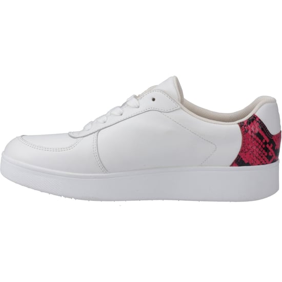 Fitflop Rally Slangenprint-Backtab Leren Dames Urban Wit/Wilde Framboos Sneakers - Image 4