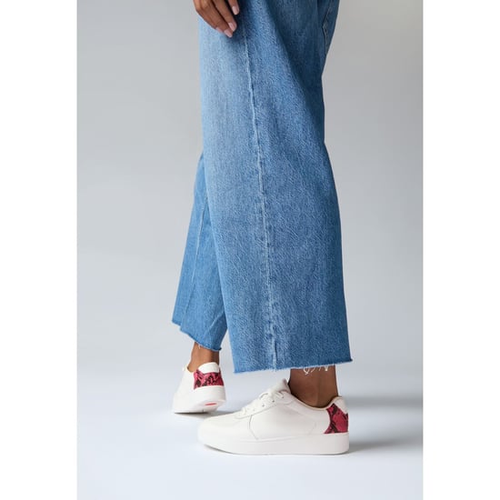 Fitflop Rally Slangenprint-Backtab Leren Dames Urban Wit/Wilde Framboos Sneakers - Image 6