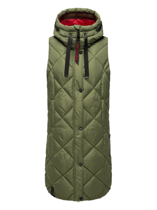 Navahoo lange dames bodywarmer Schnuckel – Modern & Met Capuchon - Image 1
