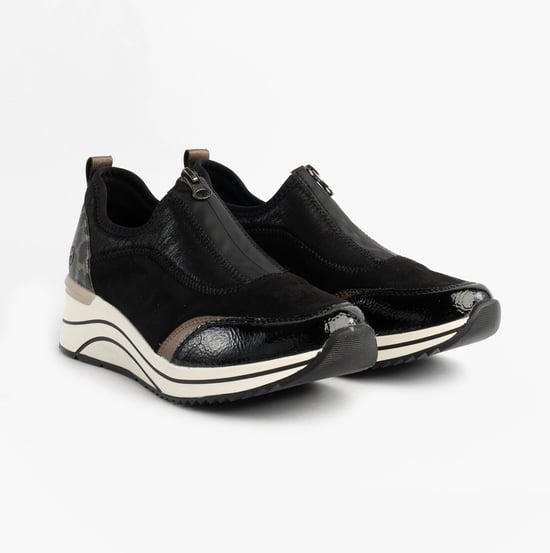 Remonte D0t08-02 Dames Voorrits Wedge Trainer Zwart - Image 4