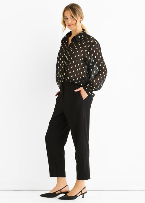 Zwart chiffon folie jacquard doorschijnend shirt - Image 3