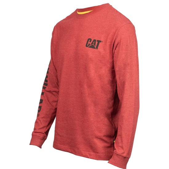 Caterpillar Merkenbanner Lange Mouwen Katoenen Heren Rode T-Shirt - Image 6