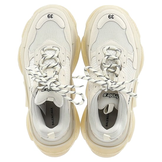Balenciaga Triple S Clear Sole Sneakers in Cream Polyester - Image 3