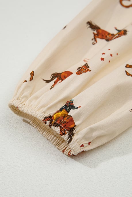 Cowboy Print Stropdas V-hals Blouse - Image 6