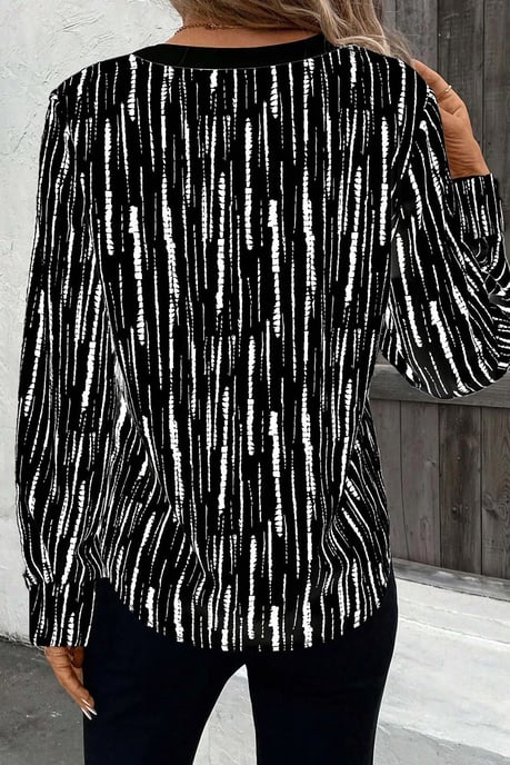Gestreepte V-hals Lange Mouwen Blouse - Image 2