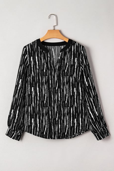Gestreepte V-hals Lange Mouwen Blouse - Image 4