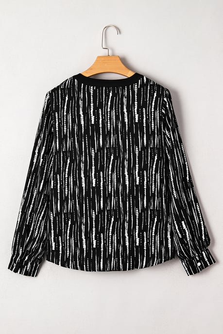 Gestreepte V-hals Lange Mouwen Blouse - Image 5