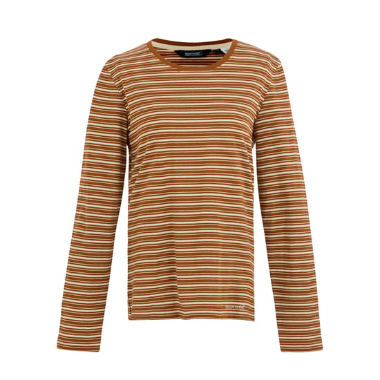 Regatta Dames/Dames Federica Stripe T-shirt met lange mouwen (Geglazuurde Gember/Licht Vanille) - Image 1