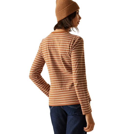 Regatta Dames/Dames Federica Stripe T-shirt met lange mouwen (Geglazuurde Gember/Licht Vanille) - Image 4