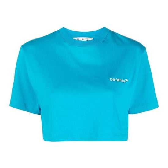 Off White Dames Helvetica Crop T-Shirt (Blauw) - Image 1