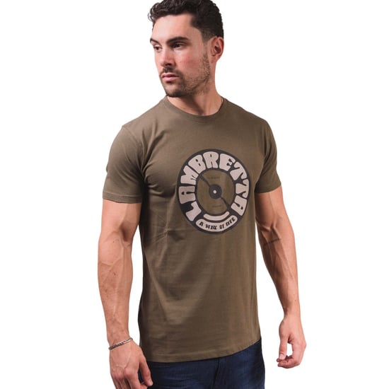 Lambretta Heren Vinyl Record T-Shirt (Khaki) - Image 6