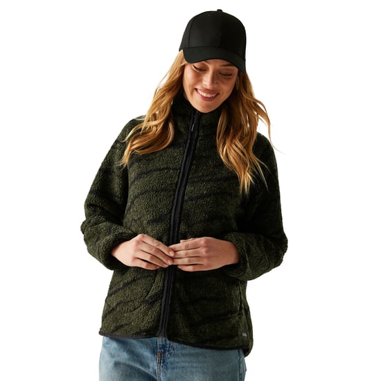 Regatta Dames/Dames Frankie Borg Full Zip Fleecejack (Donkere kaki/zwart) - Image 4