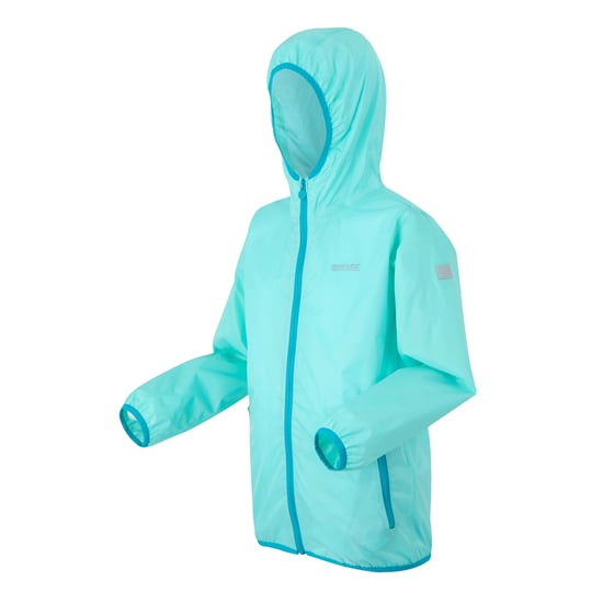 Regatta Groot Buitenshuis Kinderen/Kinderen Lever II Packaway Rain Jacket (Aruba Blauw/Exotische Pluim) - Image 3