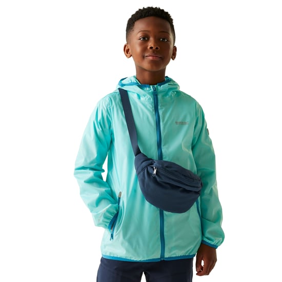 Regatta Groot Buitenshuis Kinderen/Kinderen Lever II Packaway Rain Jacket (Aruba Blauw/Exotische Pluim) - Image 4