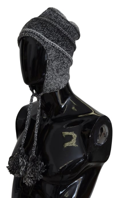 Balaclava Muts Wol Muts Grijze Pompon Muts - Image 2