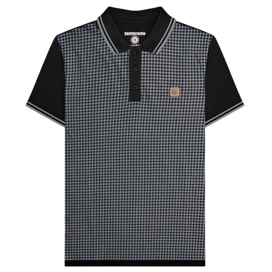 Lambretta Mens Houndstooth Big & Tall Polo Shirt (Black/Iron) - Image 1