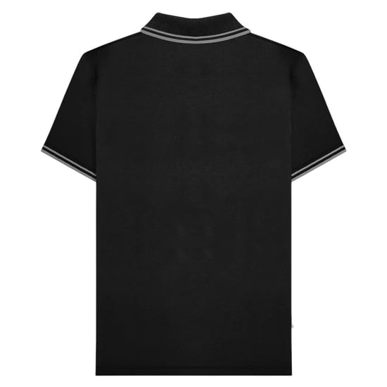 Lambretta Mens Houndstooth Big & Tall Polo Shirt (Black/Iron) - Image 2